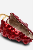 Wholesale Maroon Grape Sculptural Evening Clutch with Gold-Tone Detailing