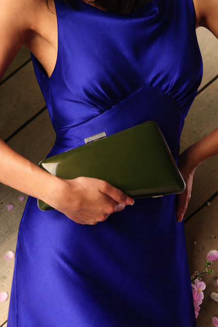 Wholesale Green High Shine Evening Clutch