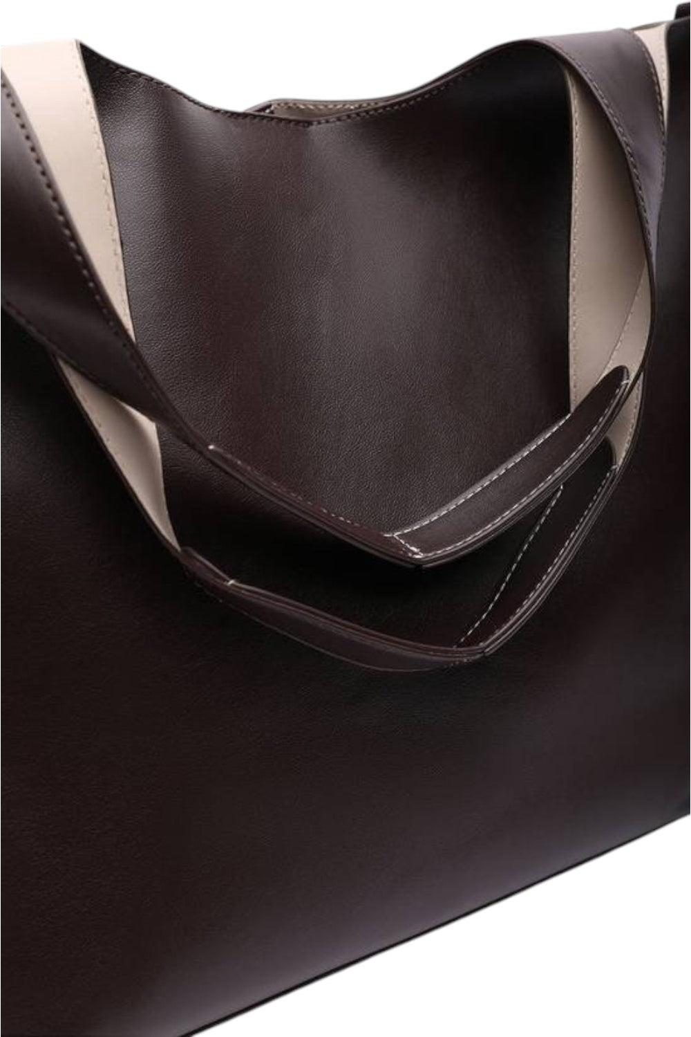 Dark Brown Large Faux Leather Shoulder Tote Bag | Wholesale