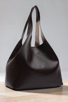 Dark Brown Large Faux Leather Shoulder Tote Bag | Wholesale