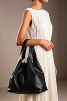 Black Large Faux Leather Shoulder Tote Bag | Wholesale