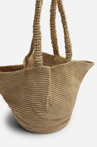 Hand-Crocheted Tan Woven Shoulder Tote – Wholesale Handbag