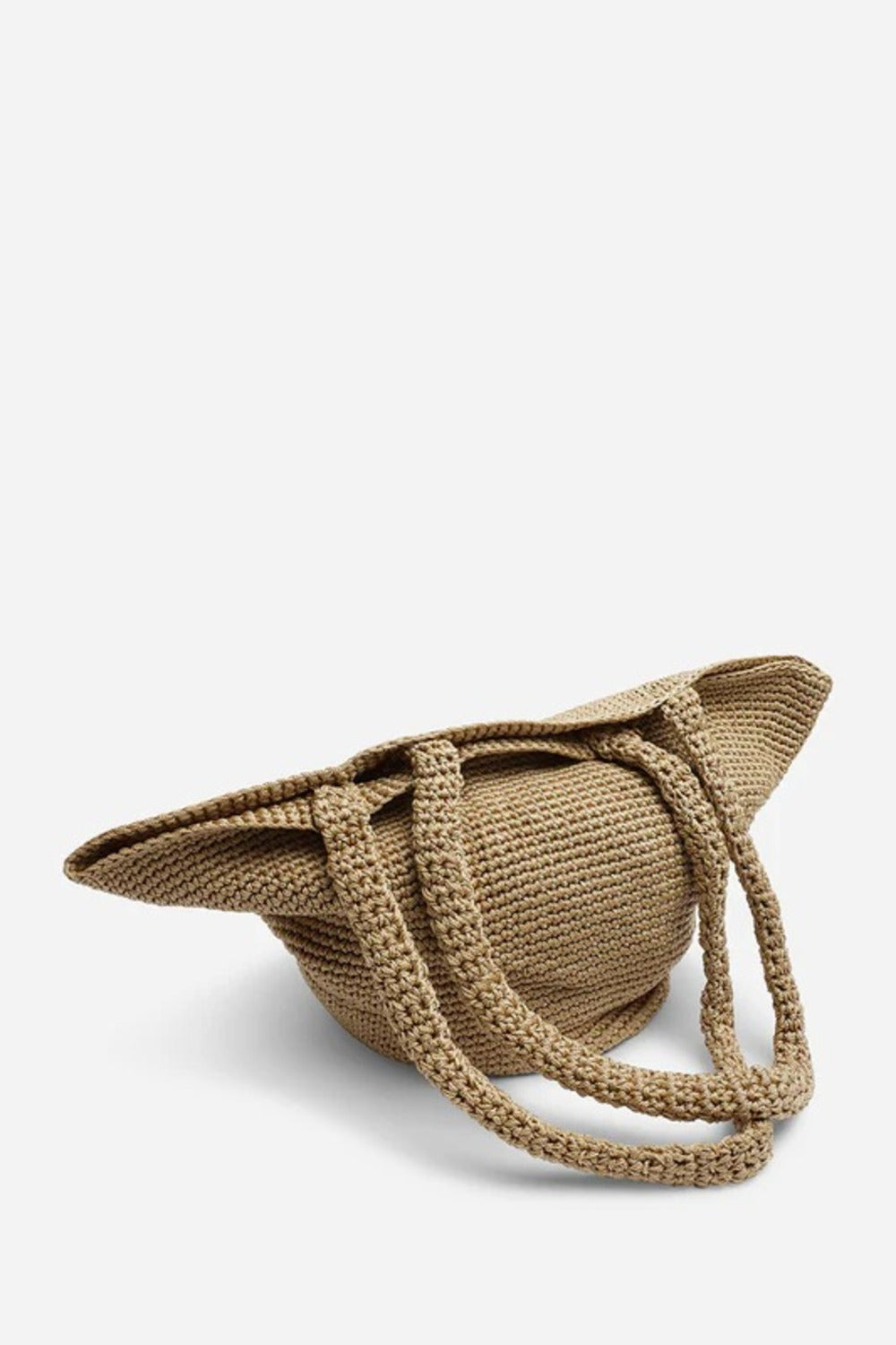 Hand-Crocheted Tan Woven Shoulder Tote – Wholesale Handbag