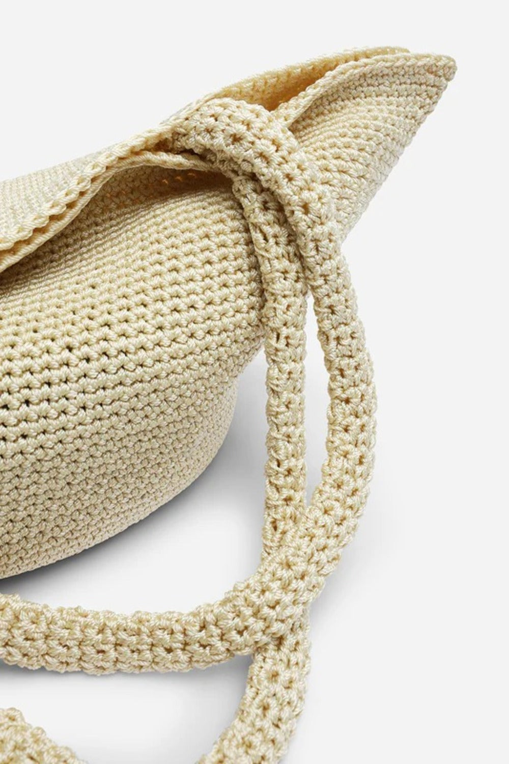 Hand-Crocheted Cream Woven Shoulder Tote – Wholesale Handbag