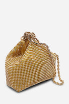 Women's Gold Rhinestone Clutch with Twisted Rope Chain