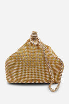 Women's Gold Rhinestone Clutch with Twisted Rope Chain