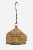 Women's Gold Rhinestone Clutch with Twisted Rope Chain