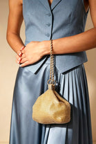 Women's Gold Rhinestone Clutch with Twisted Rope Chain