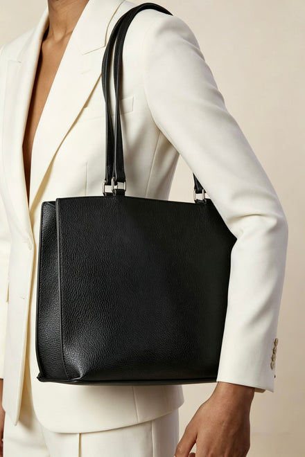 Wholesale Women's Premium Faux Leather Tote Bag - Black