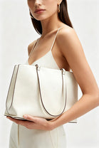 Wholesale Women's Premium Faux Leather Tote Bag - Cream