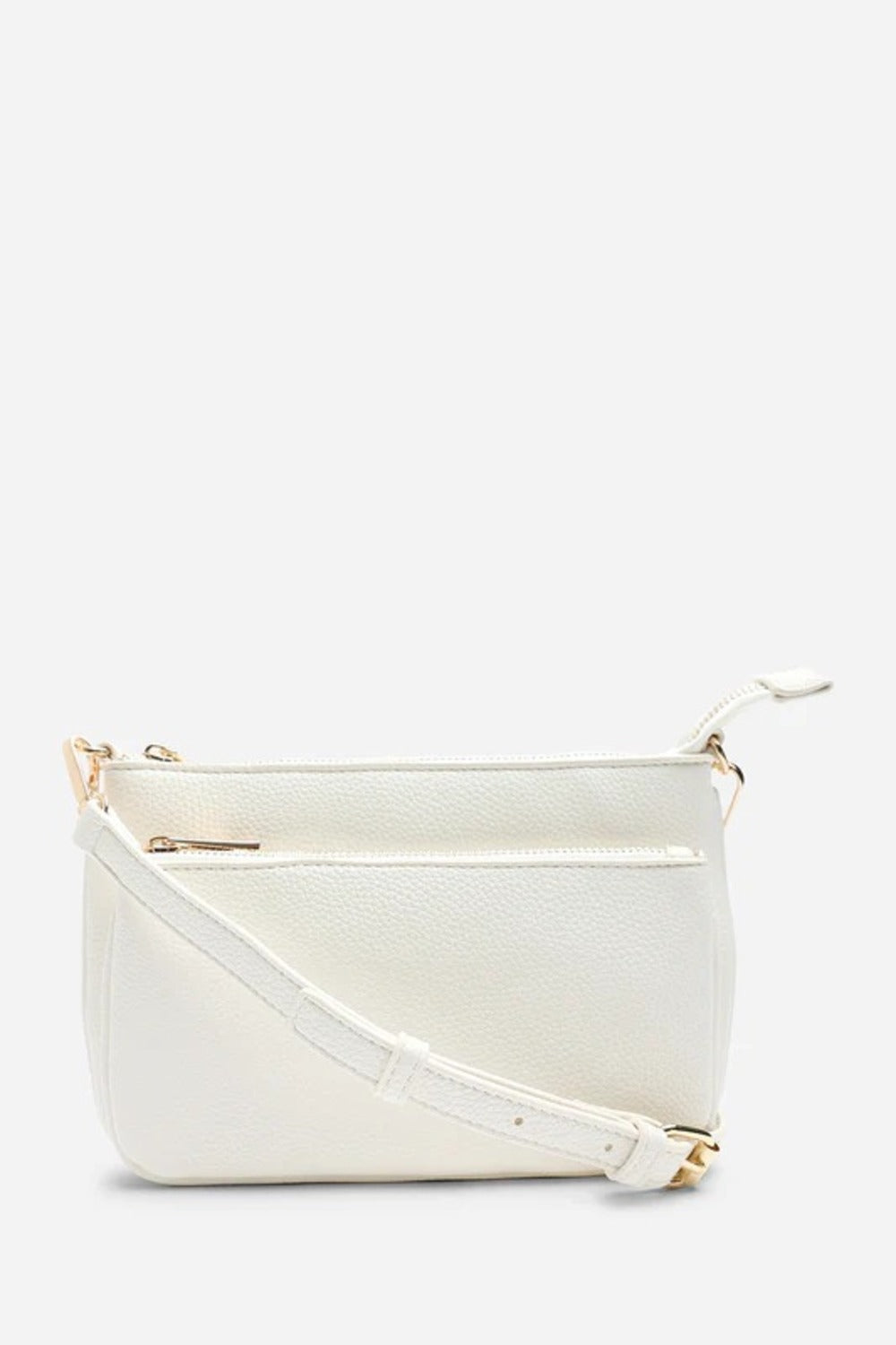 Double Zip Crossbody Bag in White - Wholesale