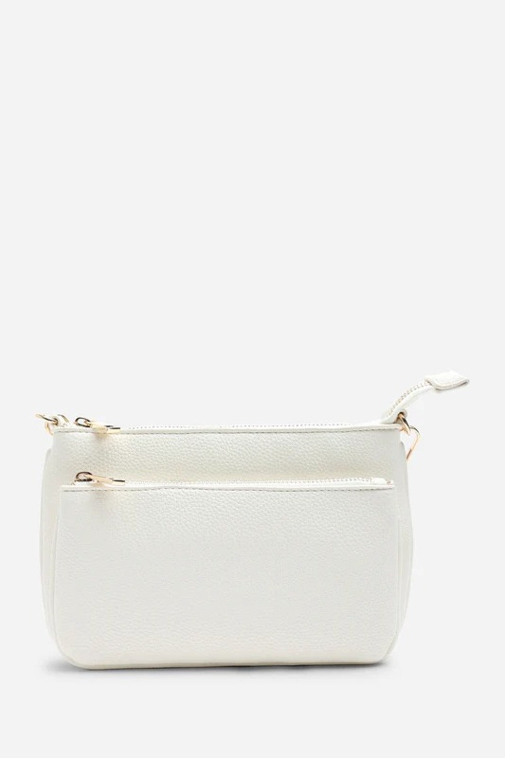 Double Zip Crossbody Bag in White - Wholesale