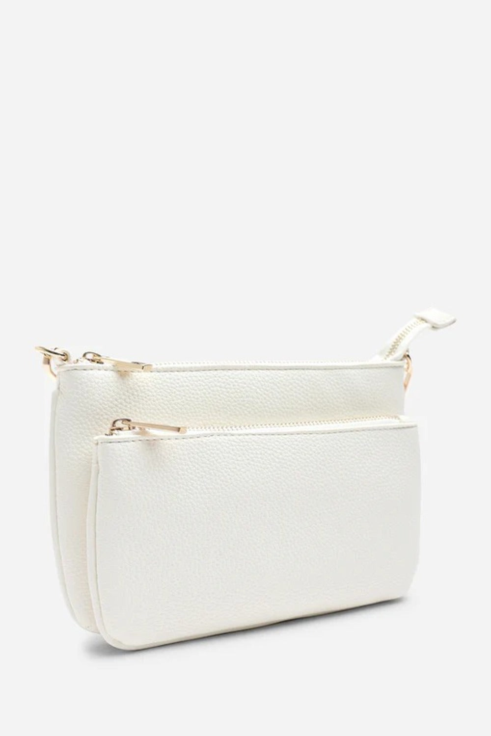 Double Zip Crossbody Bag in White - Wholesale