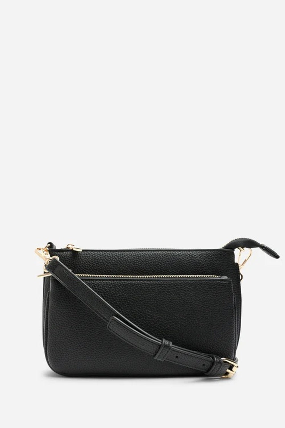 Double Zip Crossbody Bag in Black - Wholesale
