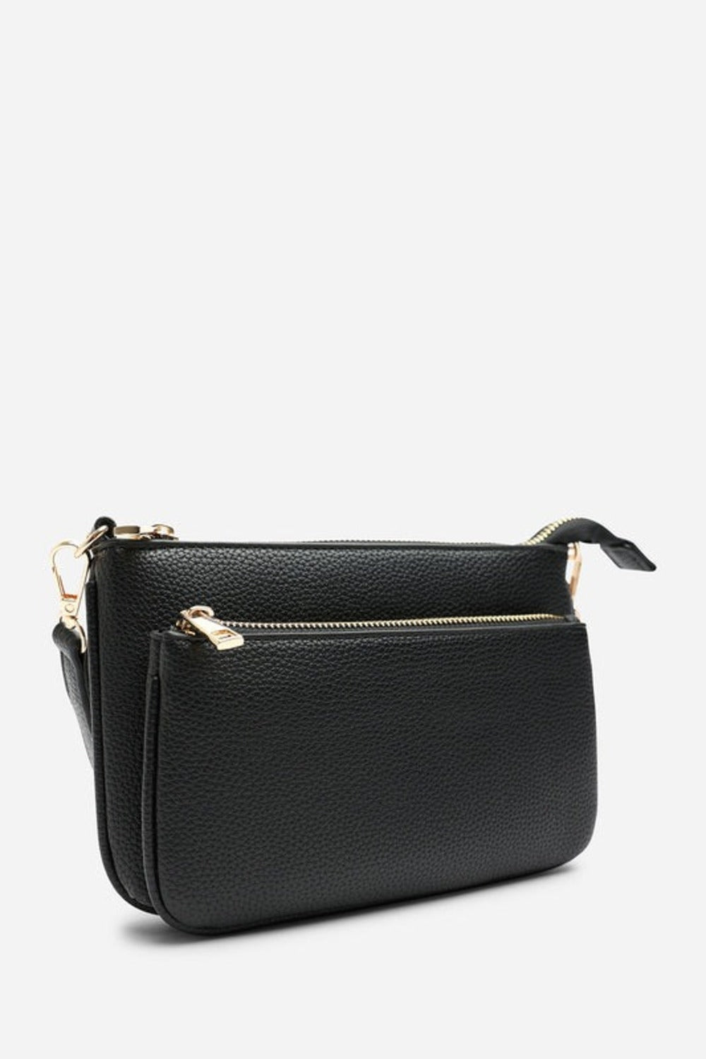 Double Zip Crossbody Bag in Black - Wholesale
