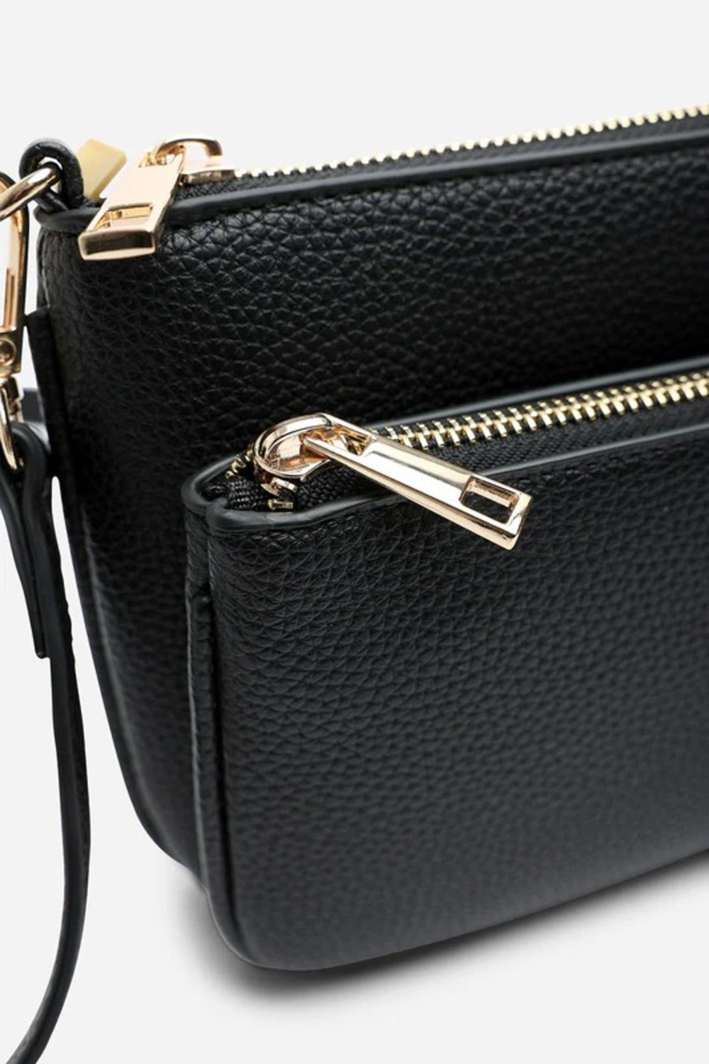 Double Zip Crossbody Bag in Black - Wholesale