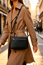 Double Zip Crossbody Bag in Black - Wholesale