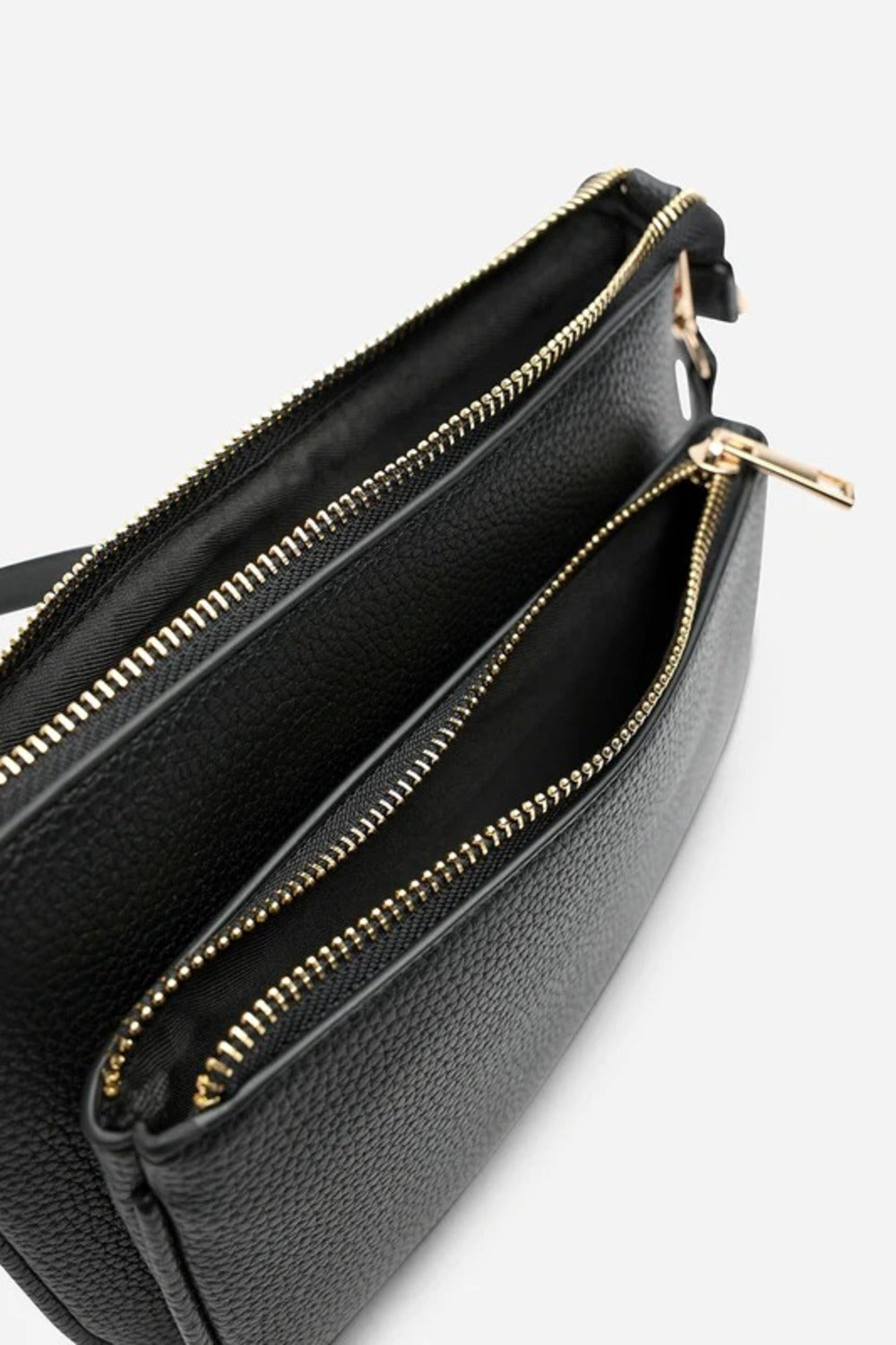 Double Zip Crossbody Bag in Black - Wholesale