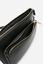 Double Zip Crossbody Bag in Black - Wholesale