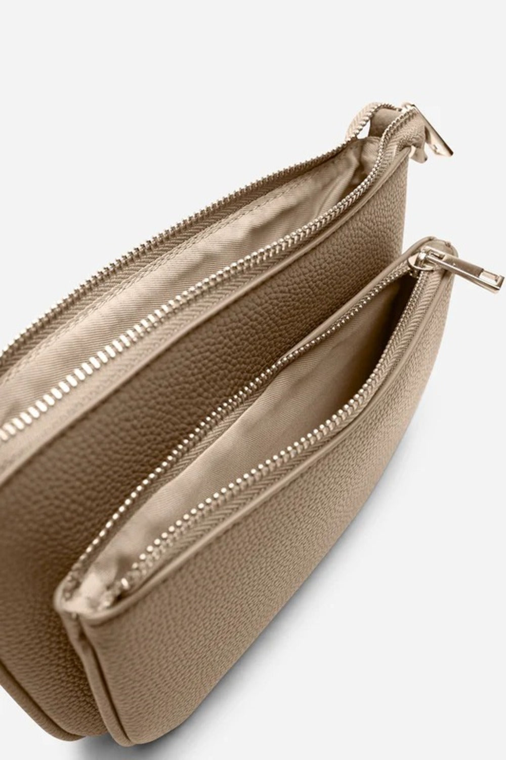 Double Zip Crossbody Bag in Tan - Wholesale