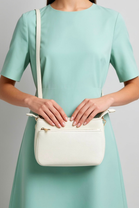 Double Zip Crossbody Bag in White - Wholesale