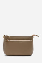 Double Zip Crossbody Bag in Tan - Wholesale
