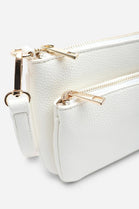 Double Zip Crossbody Bag in White - Wholesale