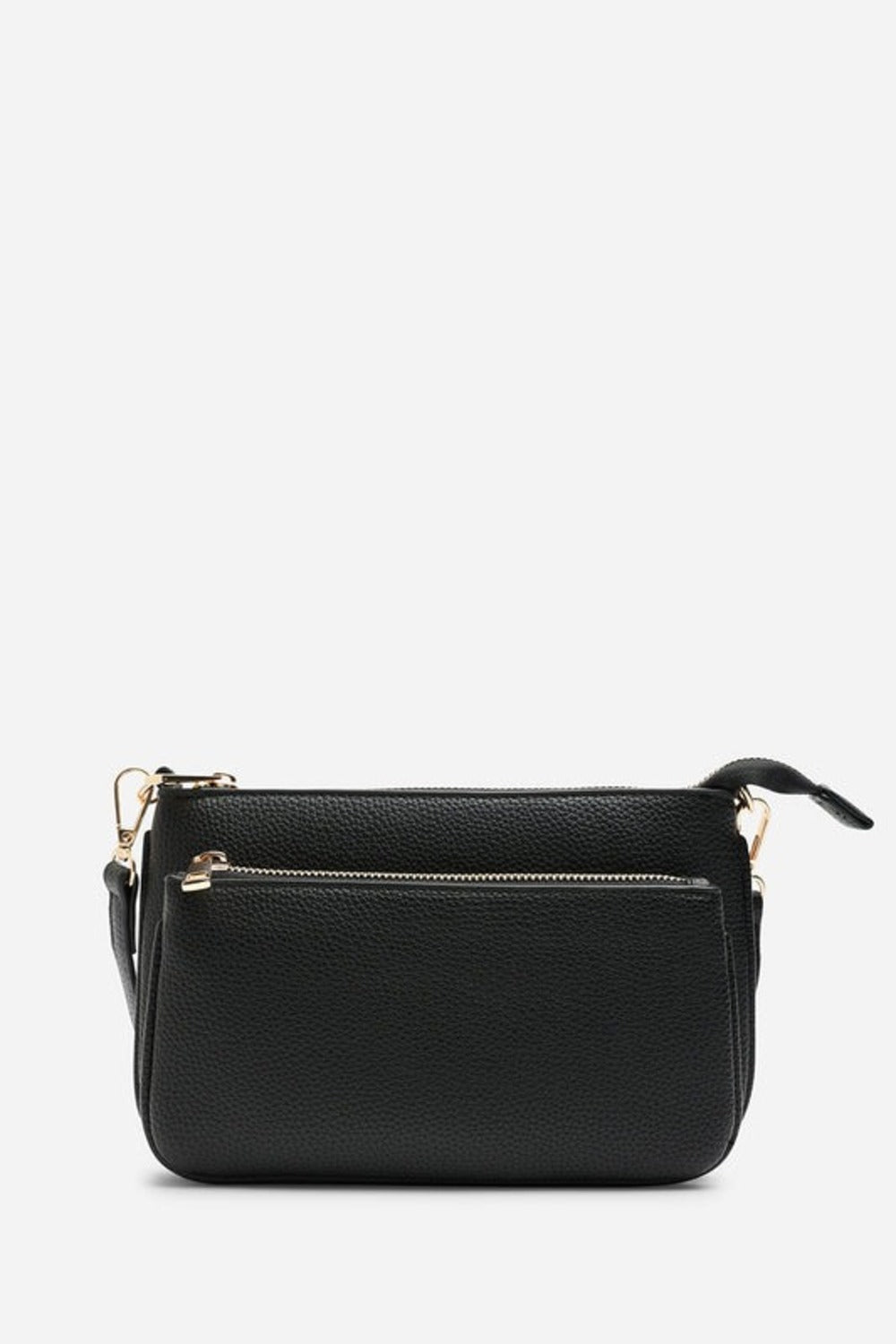 Double Zip Crossbody Bag in Black - Wholesale