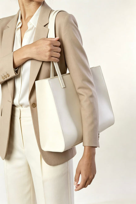 Bulk Pack Structured Matte Faux Leather Cream White Shoulder Bag