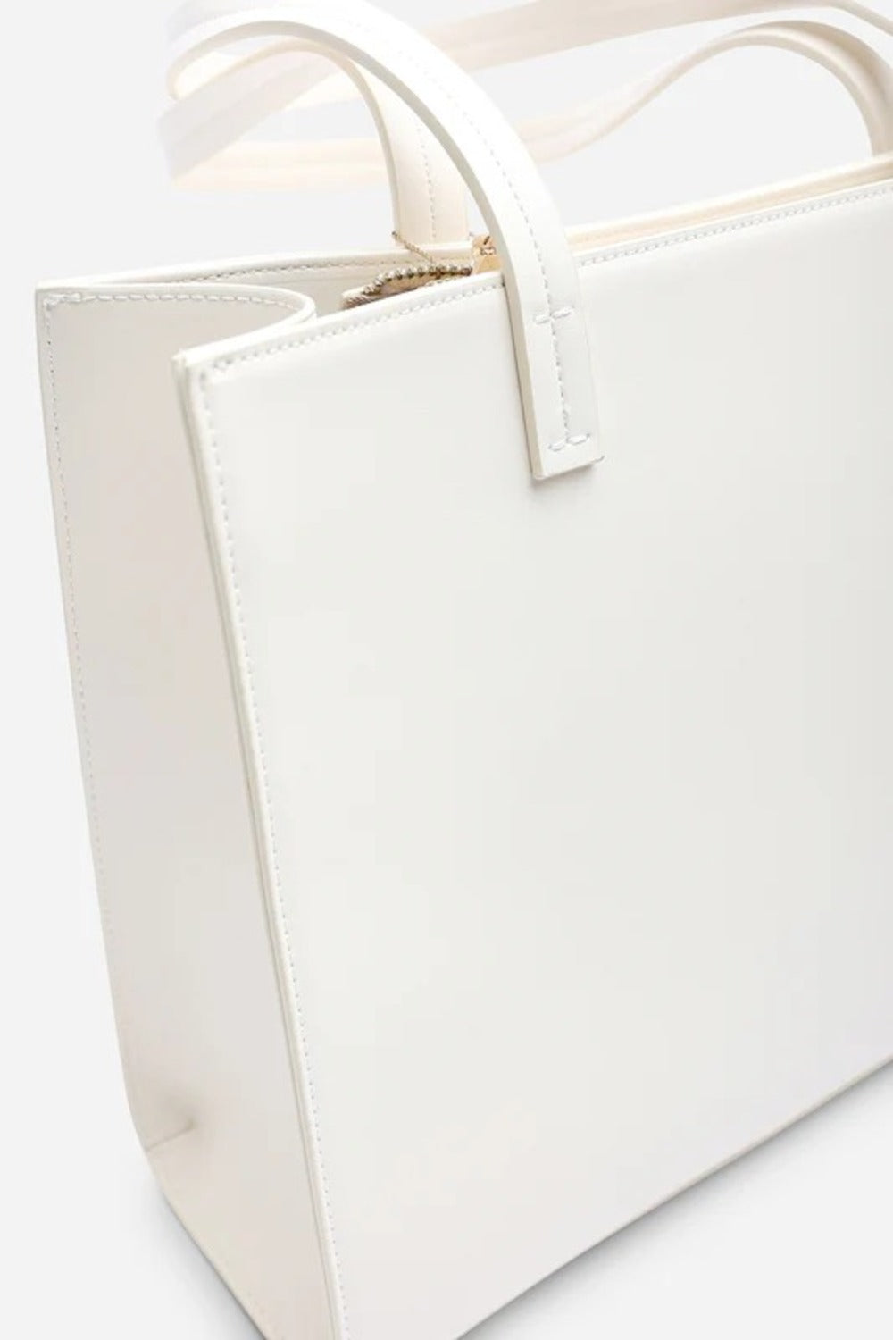 Bulk Pack Structured Matte Faux Leather Cream White Shoulder Bag