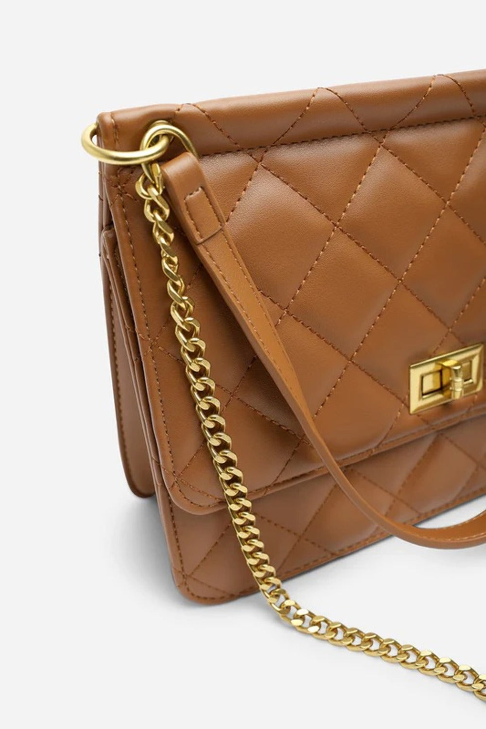 Wholesale Quilted Premium Cross Body Shoulder Bag - Tan