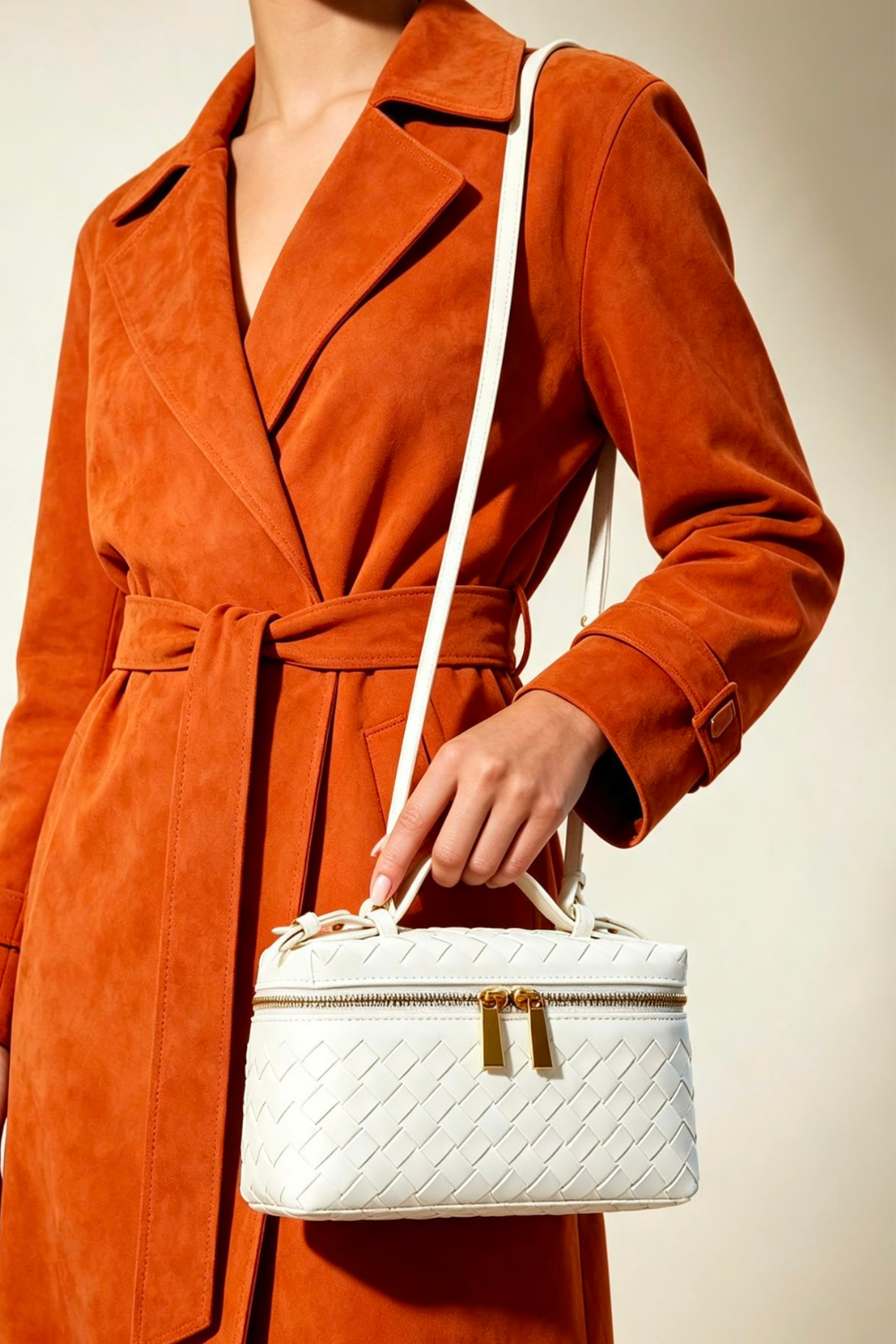 Bulk Cream Woven Premium Vanity Bag - Wholesale