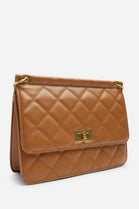 Wholesale Quilted Premium Cross Body Shoulder Bag - Tan