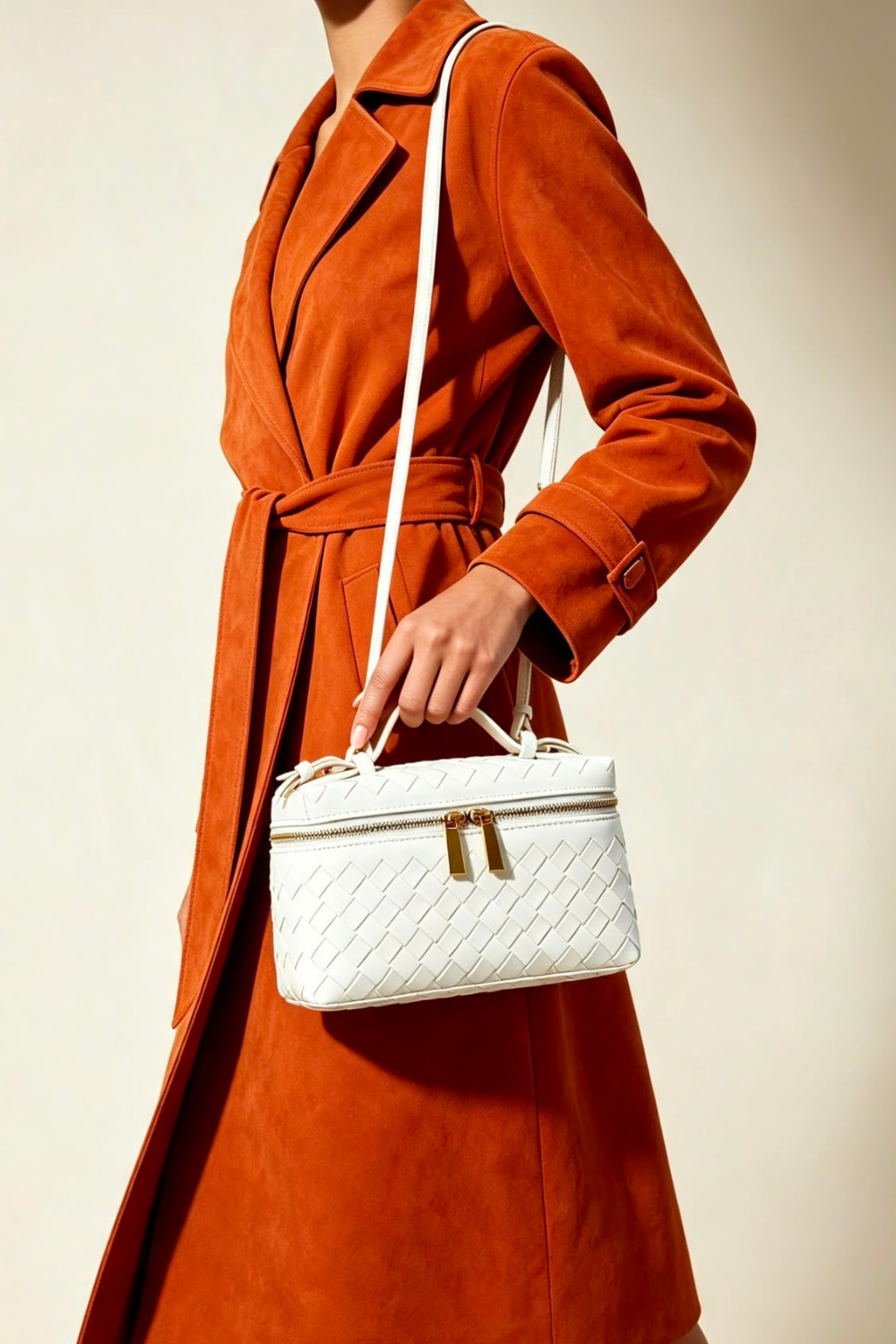 Bulk Cream Woven Premium Vanity Bag - Wholesale