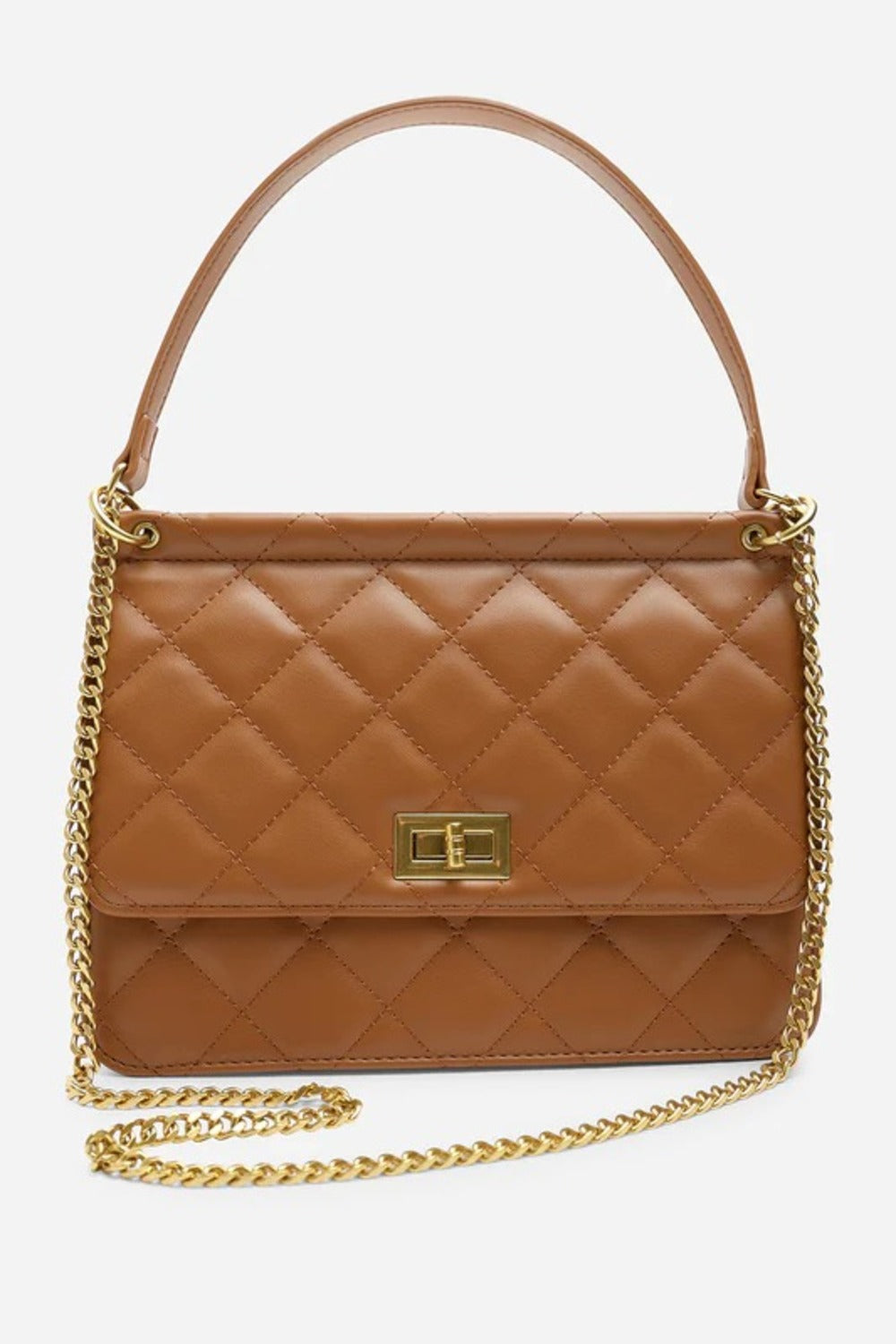 Wholesale Quilted Premium Cross Body Shoulder Bag - Tan