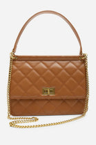 Wholesale Quilted Premium Cross Body Shoulder Bag - Tan