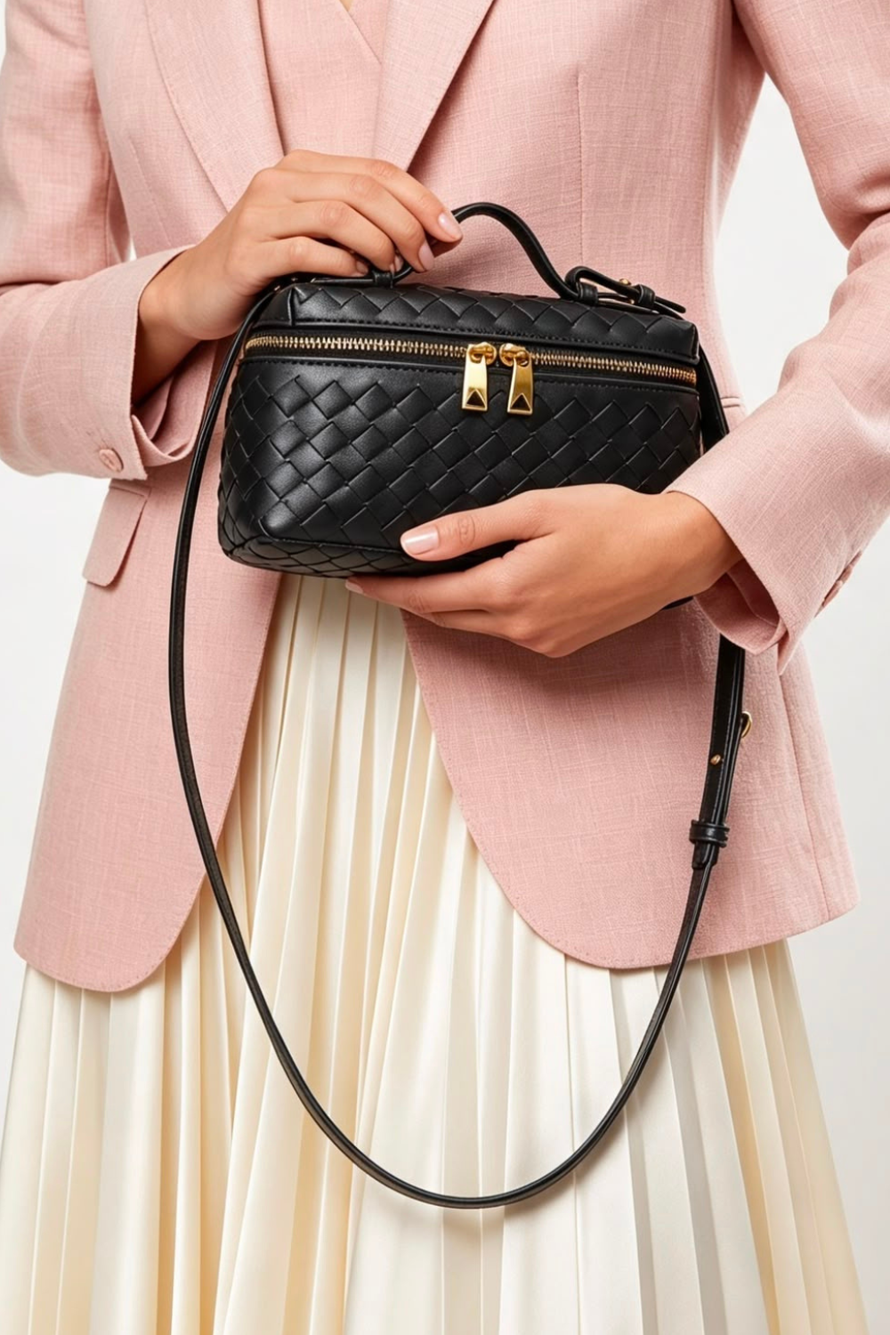 Bulk Black Woven Premium Vanity Bag - Wholesale