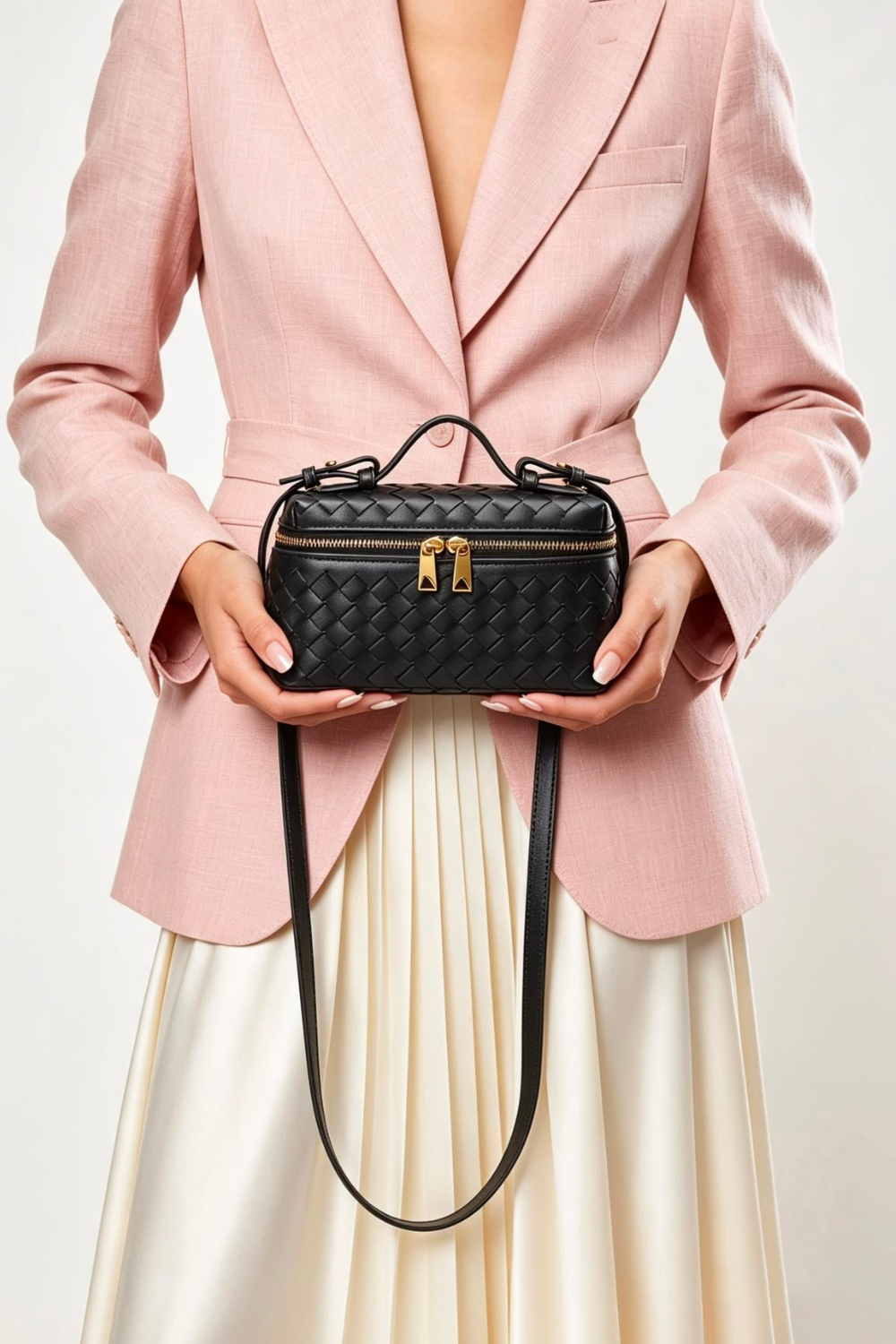 Bulk Black Woven Premium Vanity Bag - Wholesale