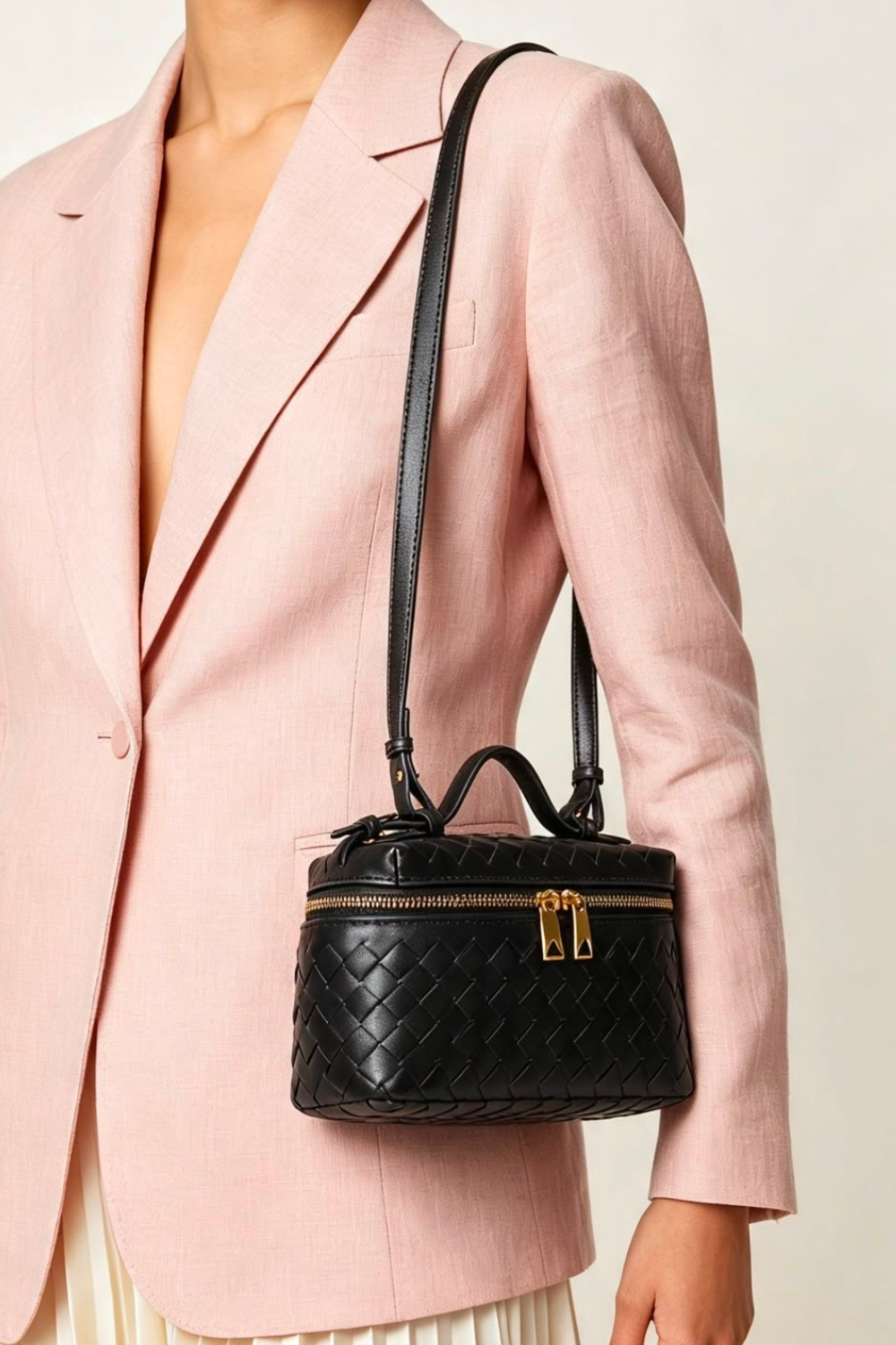 Bulk Black Woven Premium Vanity Bag - Wholesale