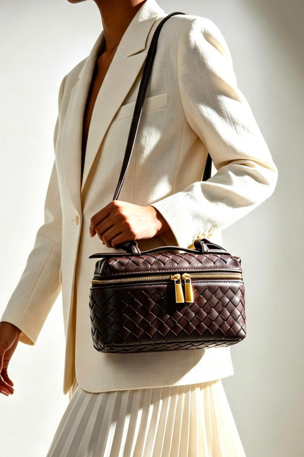 Bulk Brown Woven Premium Vanity Bag - Wholesale