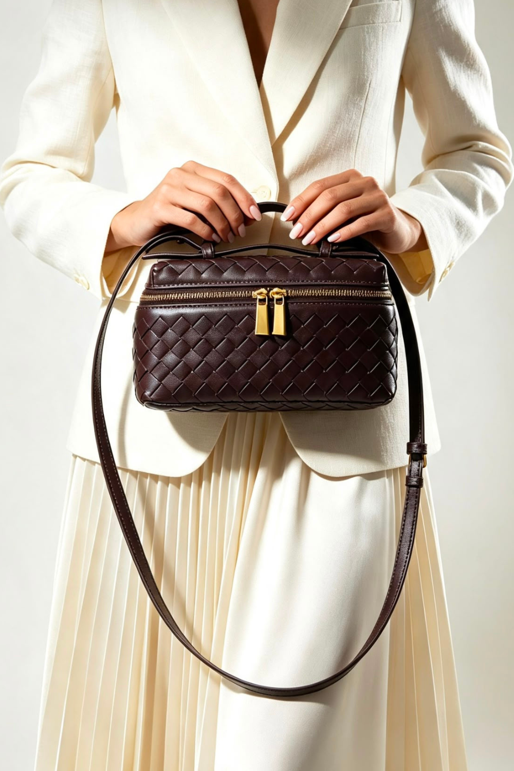 Bulk Brown Woven Premium Vanity Bag - Wholesale