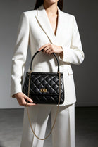 Wholesale Quilted Premium Cross Body Shoulder Bag - Black
