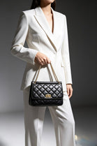 Wholesale Quilted Premium Cross Body Shoulder Bag - Black