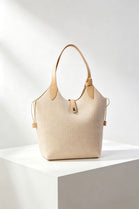 Woven Raffia Shoulder Bag With Contrast Front Pocket