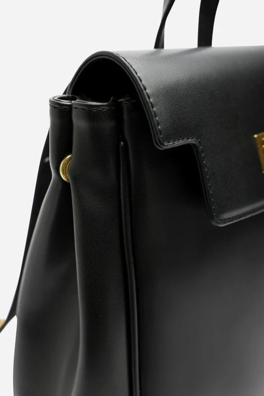 Premium Smooth Faux Leather Backpack Handbag in Black - Wholesale