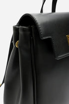 Premium Smooth Faux Leather Backpack Handbag in Black - Wholesale