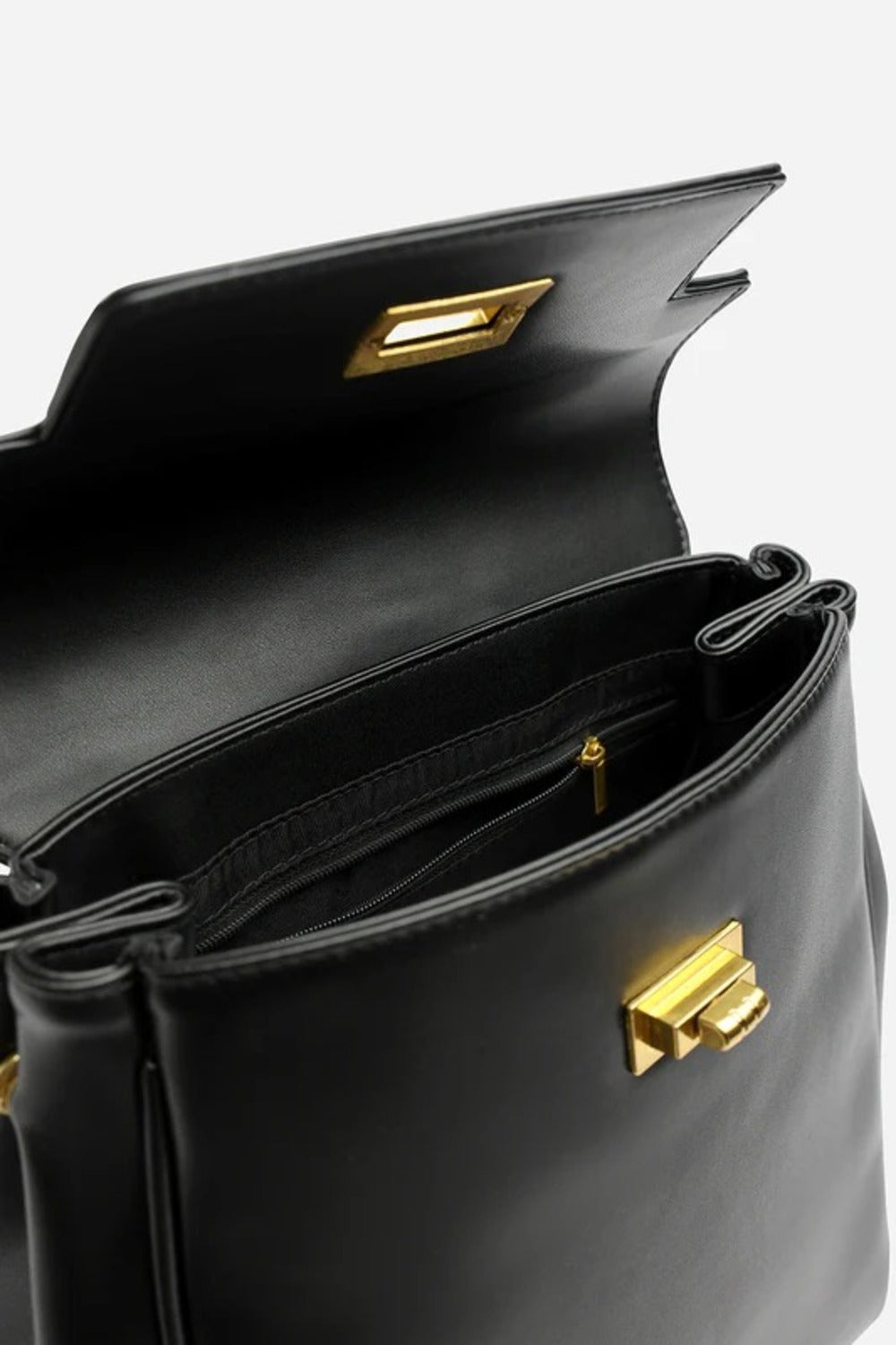 Premium Smooth Faux Leather Backpack Handbag in Black - Wholesale
