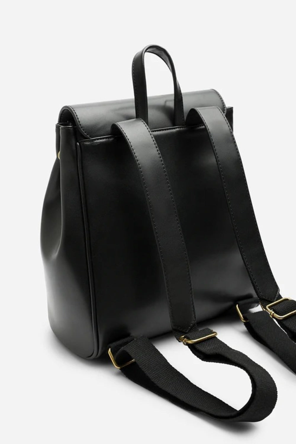 Premium Smooth Faux Leather Backpack Handbag in Black - Wholesale
