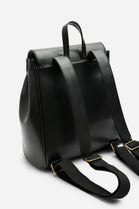 Premium Smooth Faux Leather Backpack Handbag in Black - Wholesale