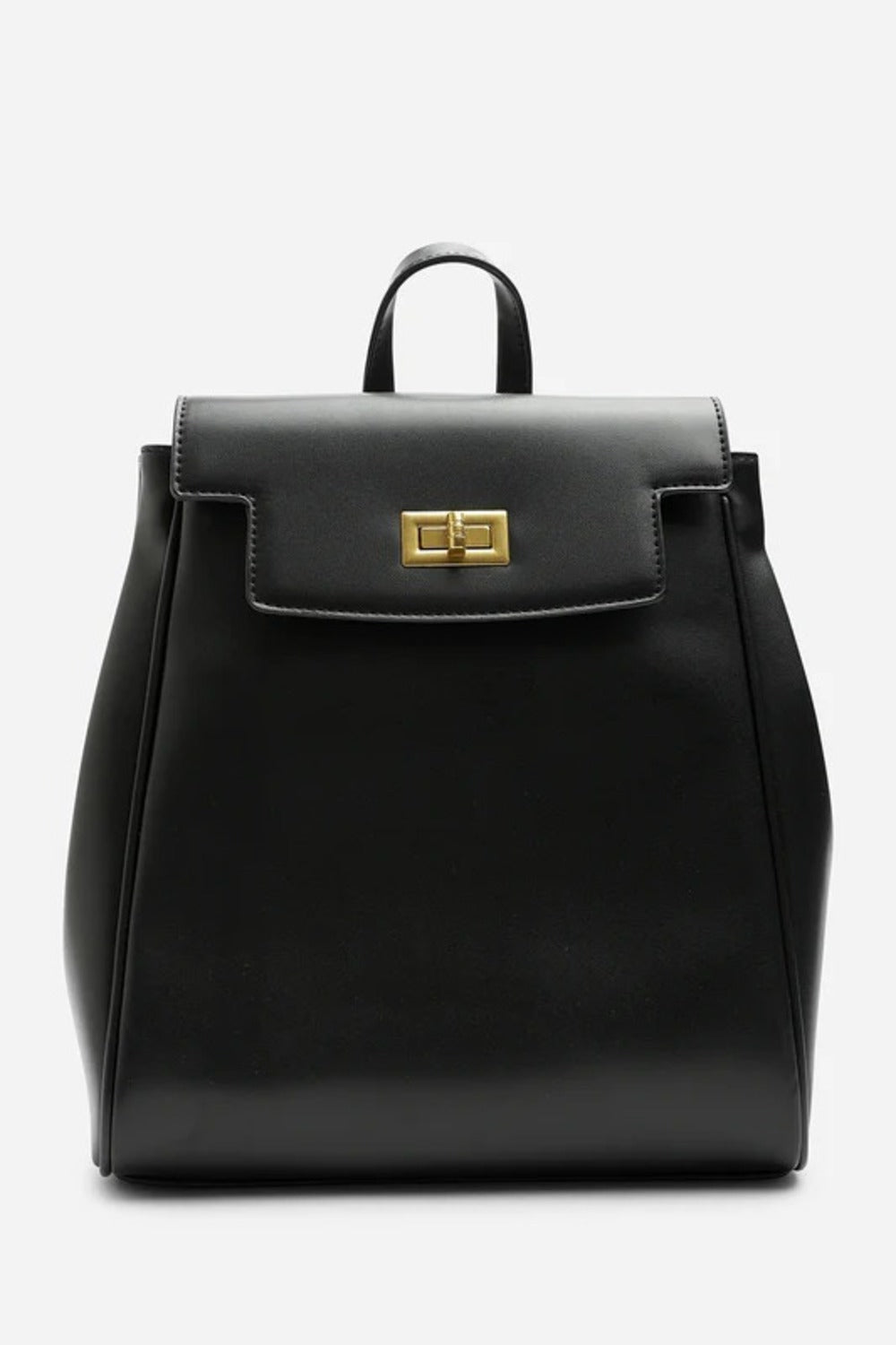 Premium Smooth Faux Leather Backpack Handbag in Black - Wholesale